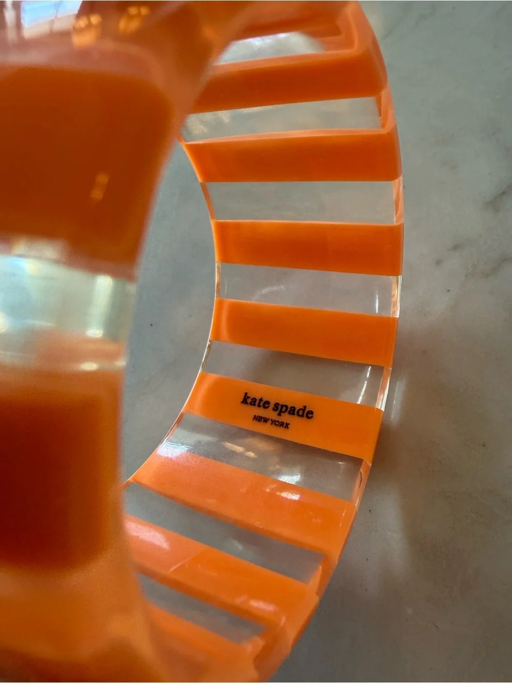 KATE SPADE Orange Striped Acrylic Bangle Bracelet - Picture 2 of 2